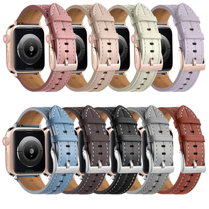 Fluted Leather Strap For Apple Watch Series 8&7 41mm / SE 2&6&SE&5&4 40mm / 3&2&1 38mm(Purple) by bashfashion