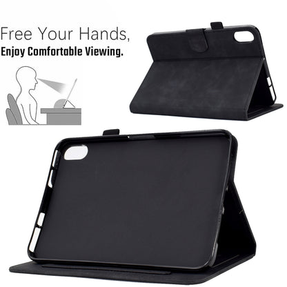 For iPad 2025 / 2022 Embossed Smile Flip Tablet Leather Smart Case(Black) by bashfashion