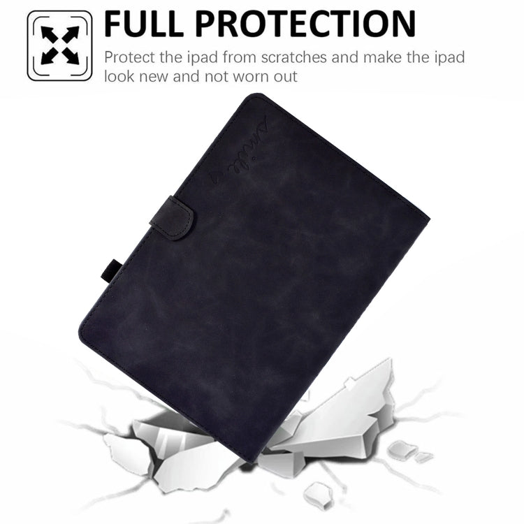 For iPad 2025 / 2022 Embossed Smile Flip Tablet Leather Smart Case(Black) by bashfashion