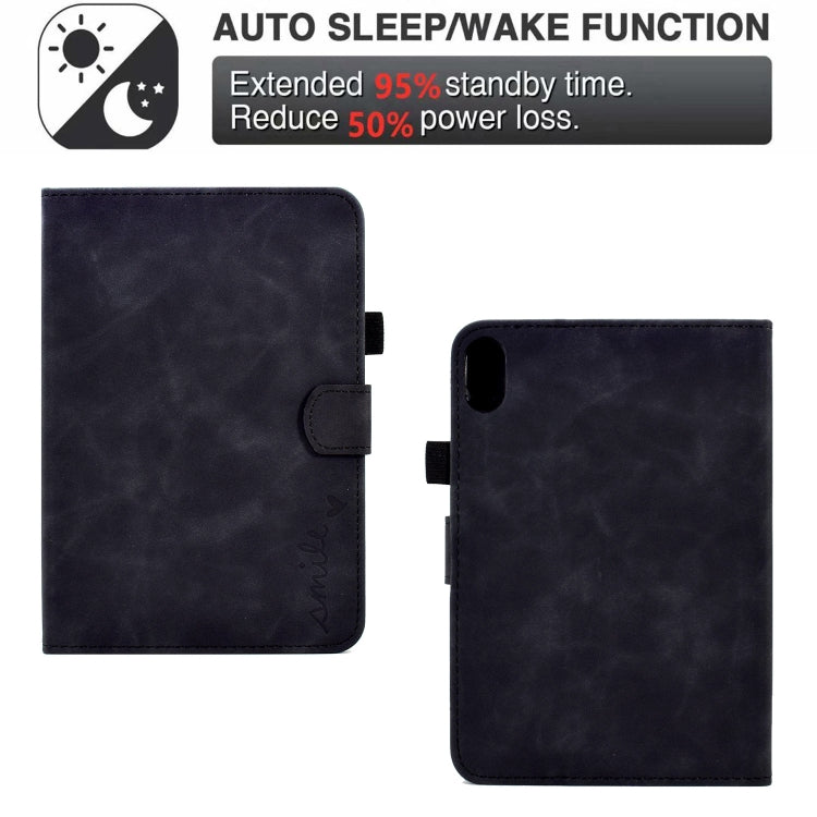 For iPad 2025 / 2022 Embossed Smile Flip Tablet Leather Smart Case(Black) by bashfashion