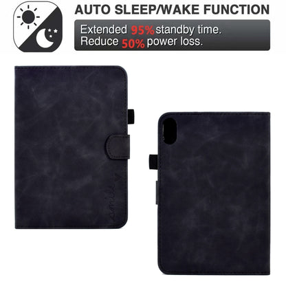 For iPad 2025 / 2022 Embossed Smile Flip Tablet Leather Smart Case(Black) by bashfashion