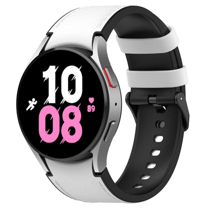 For Samsung Galaxy Watch5 44mm / 40mm Silicone Leather Black Buckle Watch Band, Size:L(White) by bashfashion