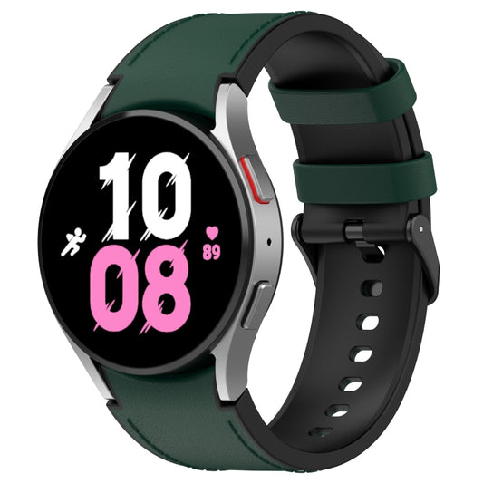 For Samsung Galaxy Watch5 44mm / 40mm Silicone Leather Black Buckle Watch Band, Size:L(Olive Green) by bashfashion
