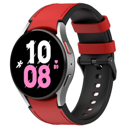 For Samsung Galaxy Watch5 44mm / 40mm Silicone Leather Black Buckle Watch Band, Size:L(Red) by bashfashion