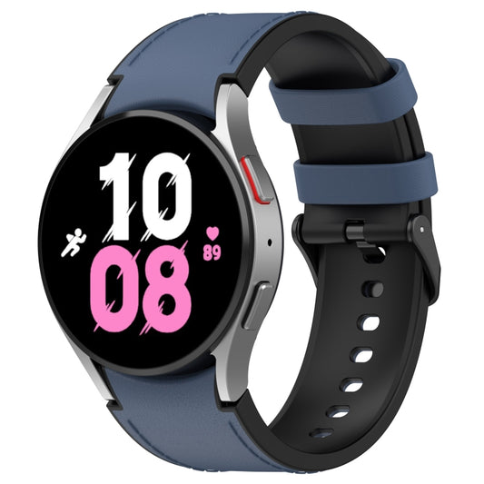 For Samsung Galaxy Watch5 44mm / 40mm Silicone Leather Black Buckle Watch Band, Size:L(Midnight Blue) by bashfashion