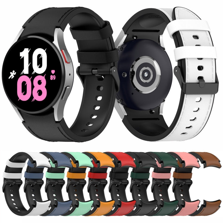For Samsung Galaxy Watch5 44mm / 40mm Silicone Leather Black Buckle Watch Band, Size:L(White) by bashfashion