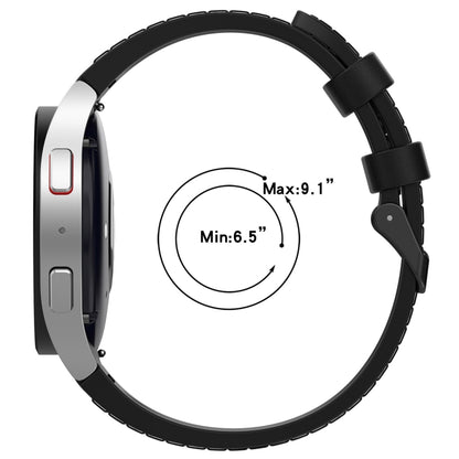 For Samsung Galaxy Watch5 44mm / 40mm Silicone Leather Black Buckle Watch Band, Size:L(Black) by bashfashion