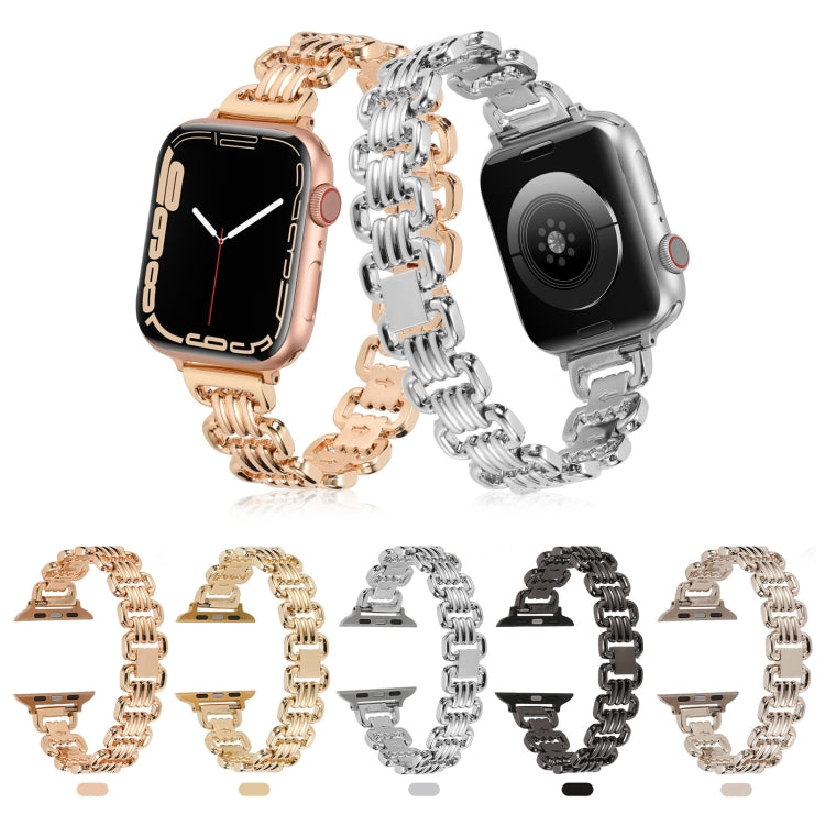 U-chain Metal Watch Band For Apple Watch Ultra 49mm&Watch Ultra 2 49mm / Series 9&8&7 45mm / SE 3&SE 2&6&SE&5&4 44mm / 3&2&1 42mm(Rose Gold) by bashfashion