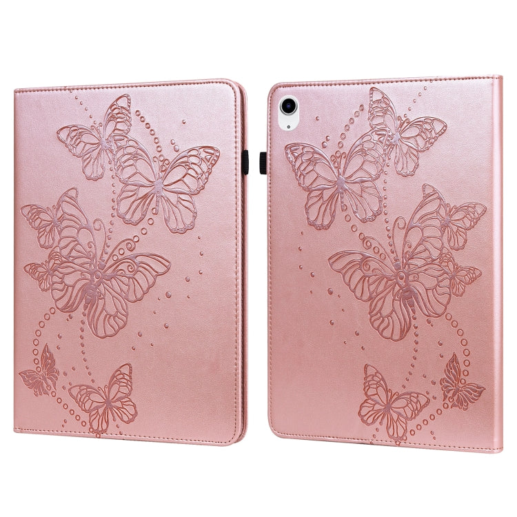 For iPad 2025 / 2022 Embossed Butterfly Leather Tablet Case(Pink) by bashfashion