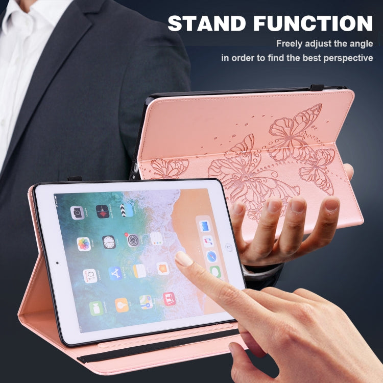 For iPad 2025 / 2022 Embossed Butterfly Leather Tablet Case(Pink) by bashfashion
