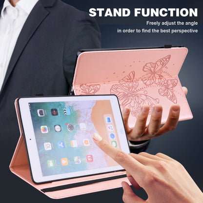 For iPad 2025 / 2022 Embossed Butterfly Leather Tablet Case(Pink) by bashfashion