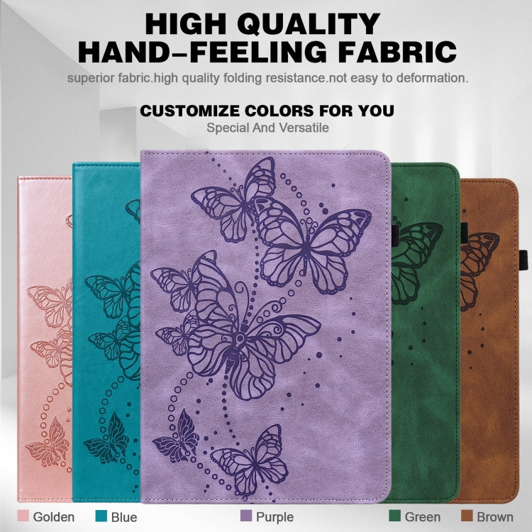 For iPad 2025 / 2022 Embossed Butterfly Leather Tablet Case(Pink) by bashfashion