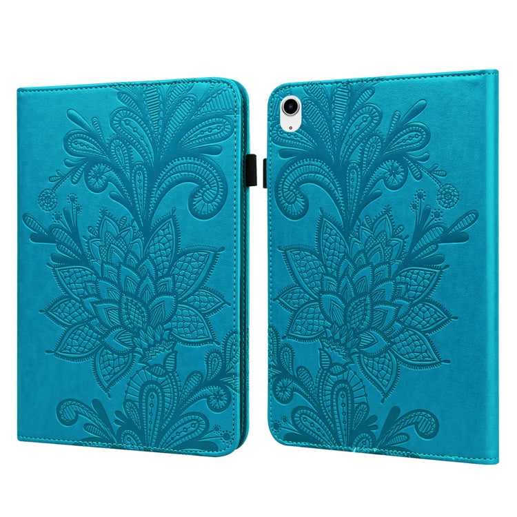 For iPad 2025 / 2022 Lace Flower Embossing Pattern Leather Tablet Case(Blue) by bashfashion