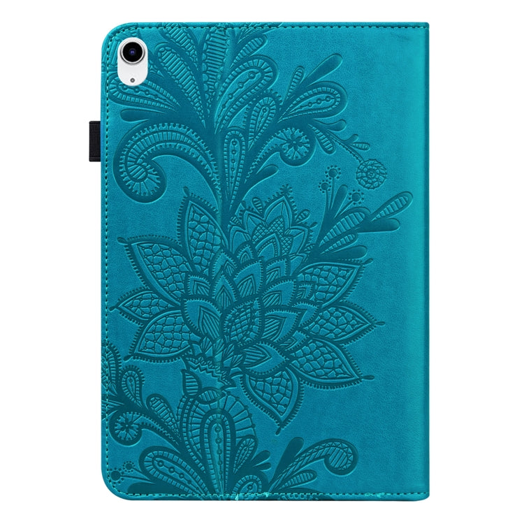For iPad 2025 / 2022 Lace Flower Embossing Pattern Leather Tablet Case(Blue) by bashfashion