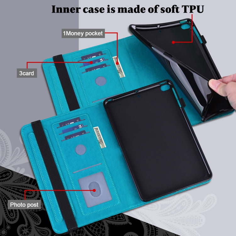 For iPad 2025 / 2022 Lace Flower Embossing Pattern Leather Tablet Case(Blue) by bashfashion