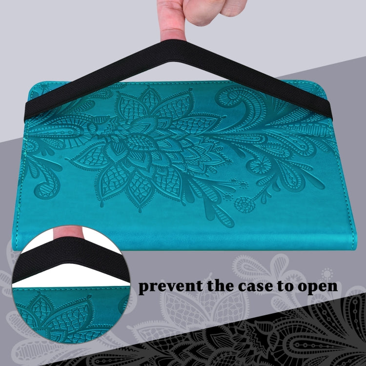 For iPad 2025 / 2022 Lace Flower Embossing Pattern Leather Tablet Case(Blue) by bashfashion