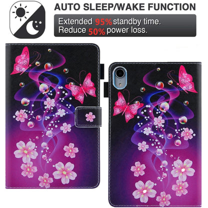 For iPad 2025 / 2022 Colored Drawing Leather Smart Tablet Case(Dual Pink Butterflies) by bashfashion