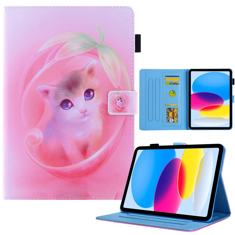 For iPad 2025 / 2022 Colored Drawing Leather Smart Tablet Case(Pink Cat) by bashfashion