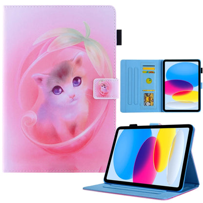 For iPad 2025 / 2022 Colored Drawing Leather Smart Tablet Case(Pink Cat) by bashfashion