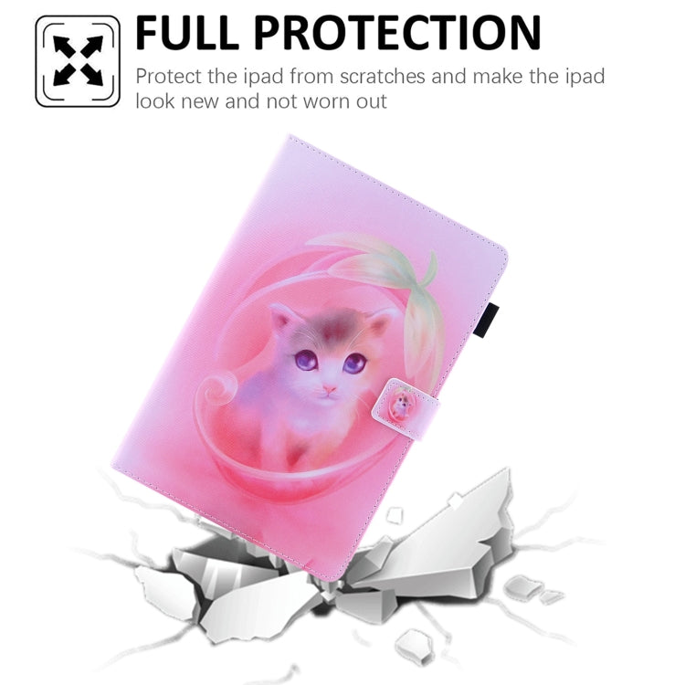 For iPad 2025 / 2022 Colored Drawing Leather Smart Tablet Case(Pink Cat) by bashfashion