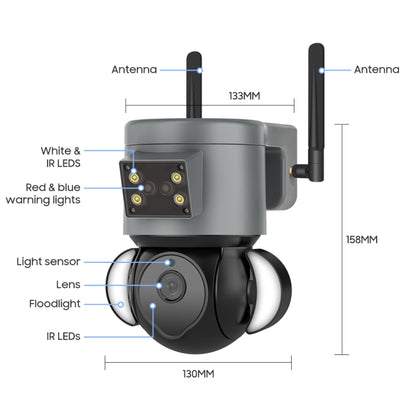 ST-429-4M-TY-4G 4MP 4G Smart Security Floodlight Camera Support Two-way Audio / Night Vision, EU 4G Frequency by bashfashion