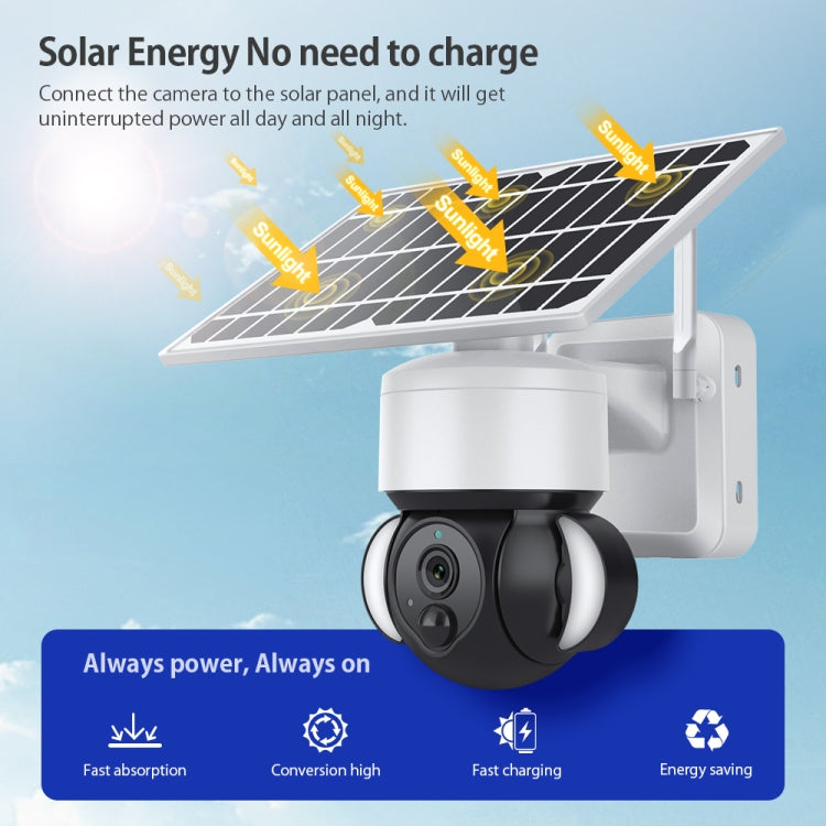 ST-S518-2M-TY 2.4G Wifi Solar Battery Powered Floodlight PTZ Camera with PIR Human Detection by bashfashion
