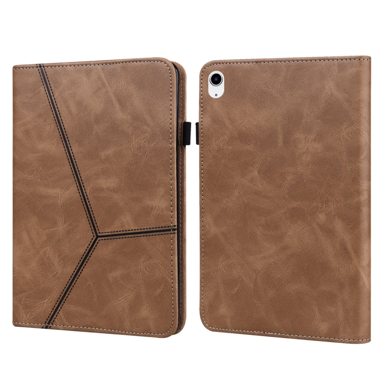 For iPad 2025 / 2022 Solid Color Embossed Striped Leather Tablet Case(Brown) by bashfashion