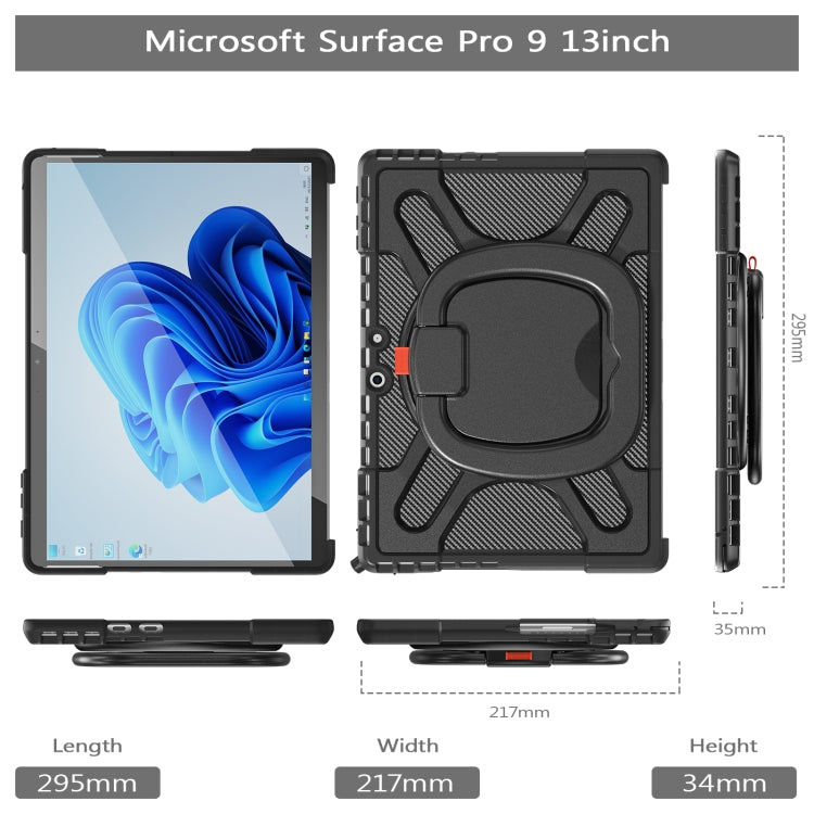 For MicroSoft Surface Pro 9 / 10 / 11 Handle Rotatable Kickstand Shockproof Tablet Case(Black) by bashfashion