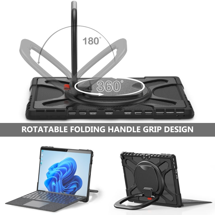 For MicroSoft Surface Pro 9 / 10 / 11 Handle Rotatable Kickstand Shockproof Tablet Case(Black) by bashfashion