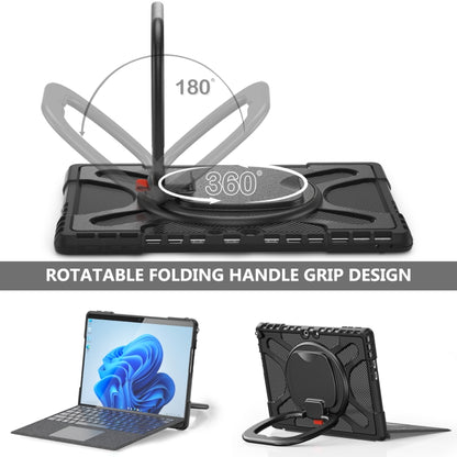 For MicroSoft Surface Pro 9 / 10 / 11 Handle Rotatable Kickstand Shockproof Tablet Case(Black) by bashfashion