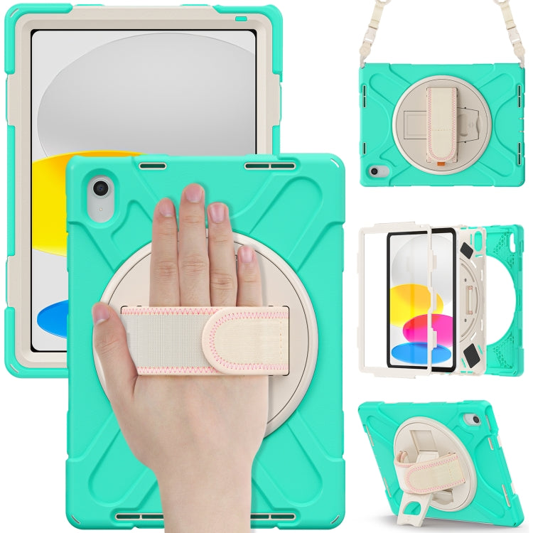 For iPad 2025 / 2022 Rotatable Kickstand Grip Heavy Duty Hard Rugged Tablet Case(Mint Green) by bashfashion