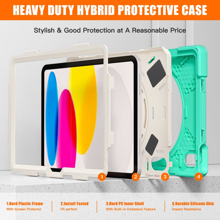 For iPad 2025 / 2022 Rotatable Kickstand Grip Heavy Duty Hard Rugged Tablet Case(Mint Green) by bashfashion