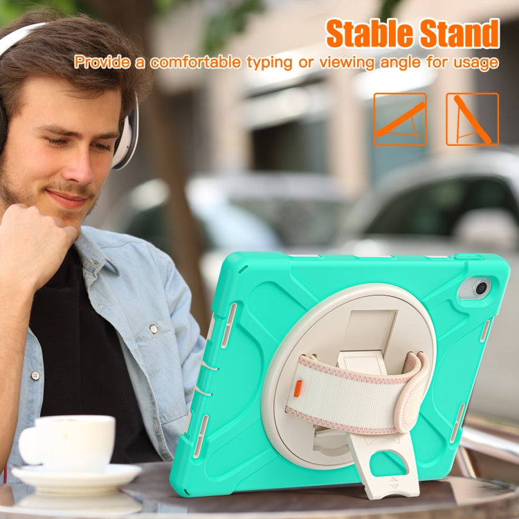 For iPad 2025 / 2022 Rotatable Kickstand Grip Heavy Duty Hard Rugged Tablet Case(Mint Green) by bashfashion