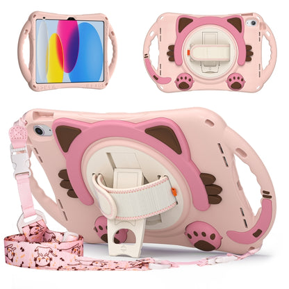 For iPad 2025 / 2022 Cute Cat King Kids Shockproof Silicone Tablet Case(Pink) by bashfashion