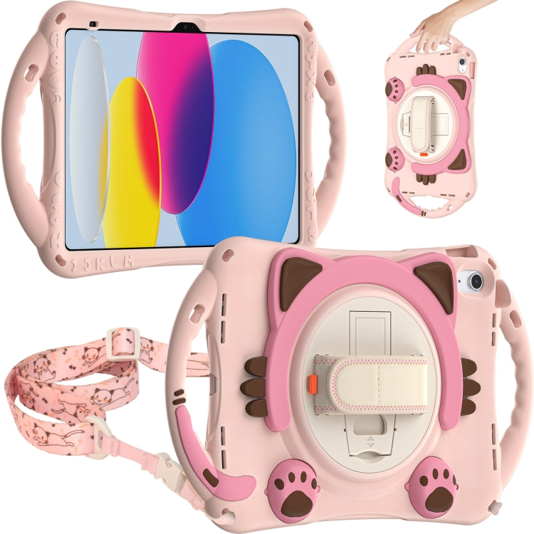 For iPad 2025 / 2022 Cute Cat King Kids Shockproof Silicone Tablet Case(Pink) by bashfashion