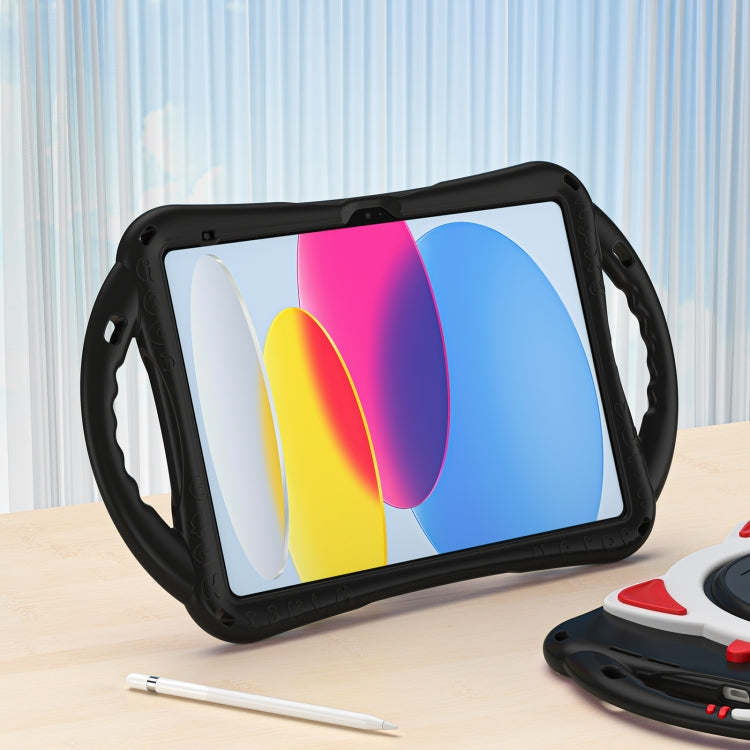 For iPad 2025 / 2022 Cute Cat King Kids Shockproof Silicone Tablet Case(Black Red) by bashfashion