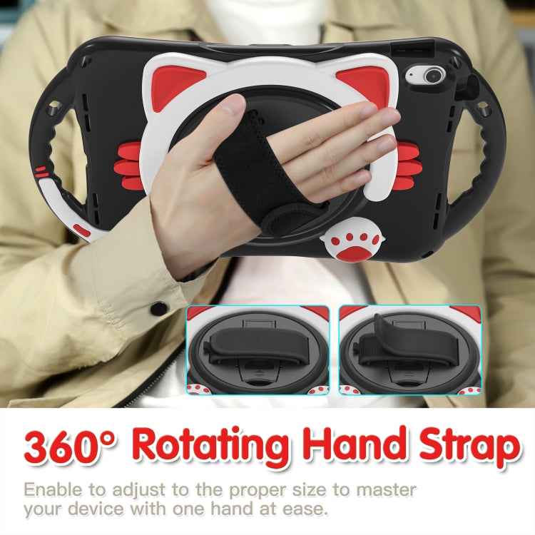 For iPad 2025 / 2022 Cute Cat King Kids Shockproof Silicone Tablet Case(Black Red) by bashfashion