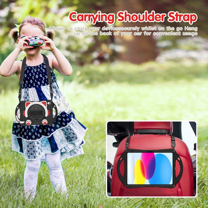 For iPad 2025 / 2022 Cute Cat King Kids Shockproof Silicone Tablet Case(Black Red) by bashfashion