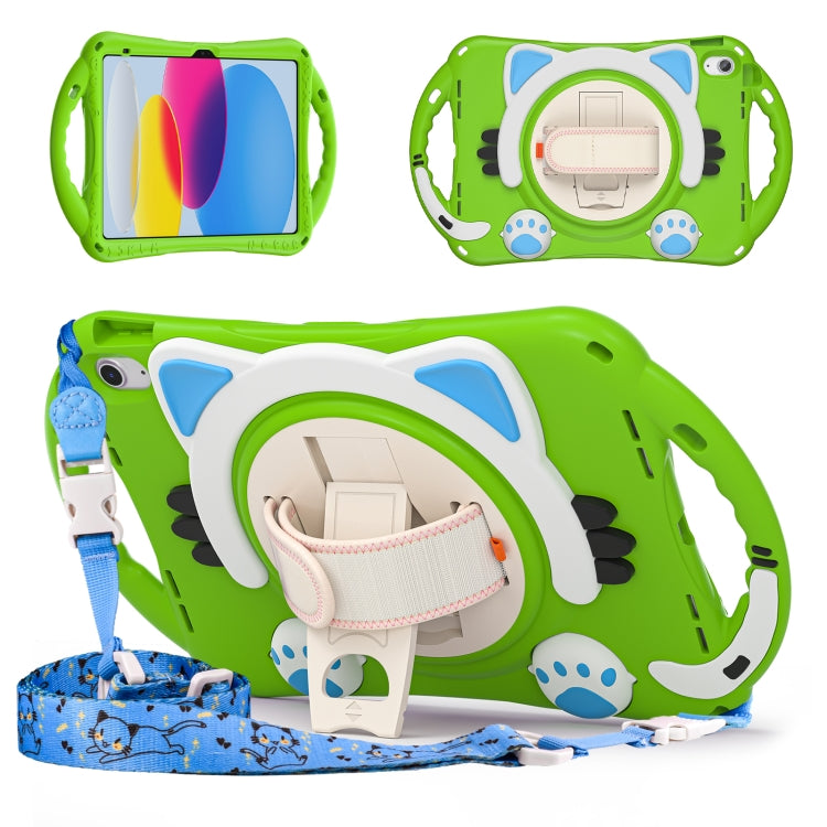 For iPad 2025 / 2022 Cute Cat King Kids Shockproof Silicone Tablet Case(Green) by bashfashion