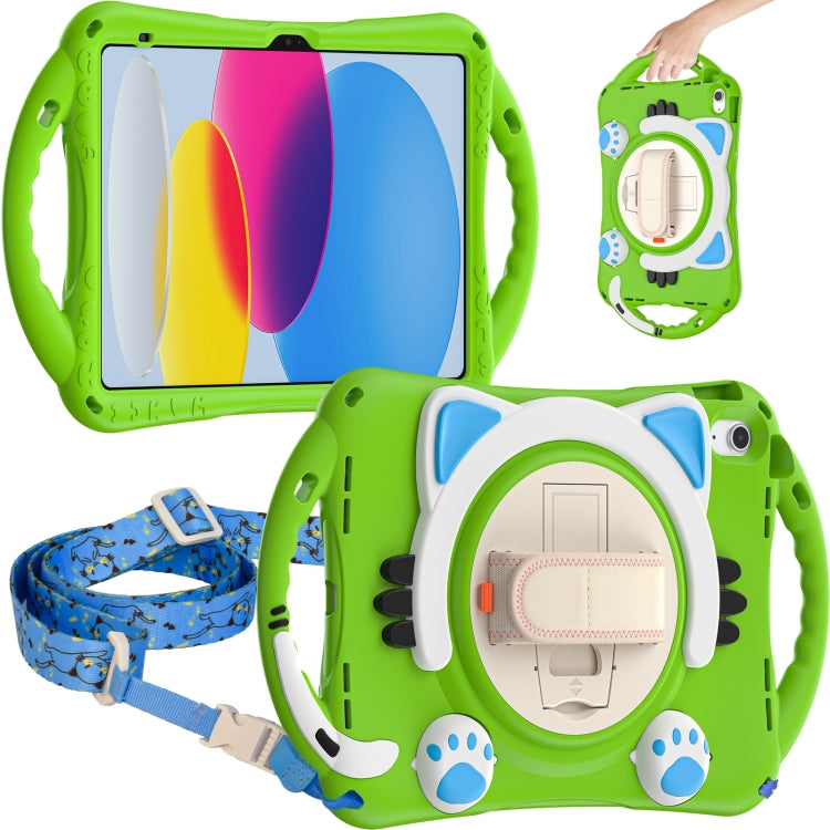 For iPad 2025 / 2022 Cute Cat King Kids Shockproof Silicone Tablet Case(Green) by bashfashion