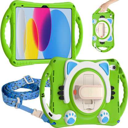 For iPad 2025 / 2022 Cute Cat King Kids Shockproof Silicone Tablet Case(Green) by bashfashion
