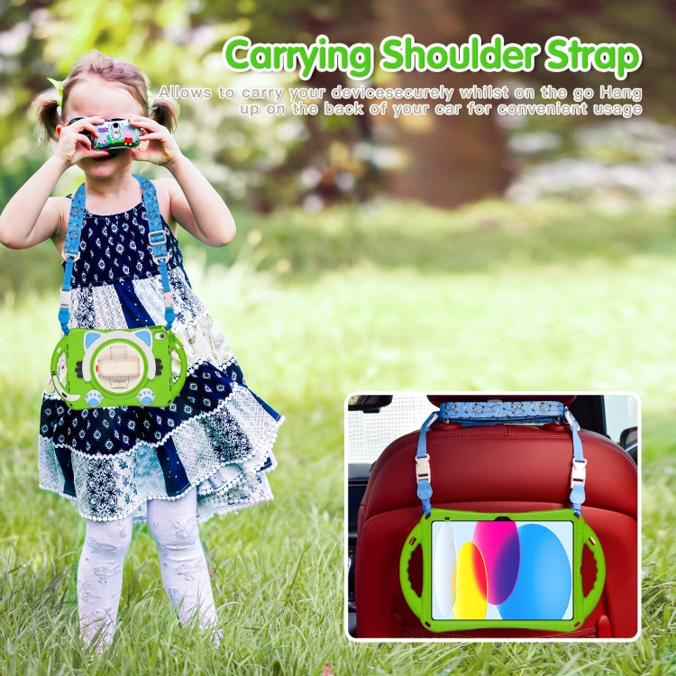 For iPad 2025 / 2022 Cute Cat King Kids Shockproof Silicone Tablet Case(Green) by bashfashion