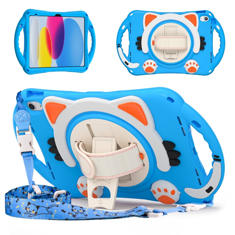 For iPad 2025 / 2022 Cute Cat King Kids Shockproof Silicone Tablet Case(Light Blue) by bashfashion