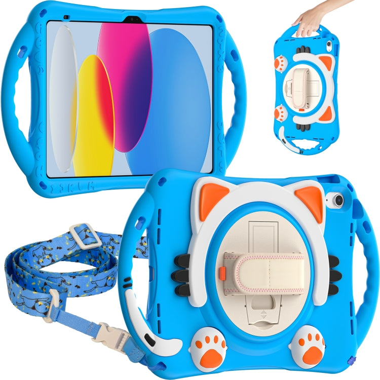 For iPad 2025 / 2022 Cute Cat King Kids Shockproof Silicone Tablet Case(Light Blue) by bashfashion