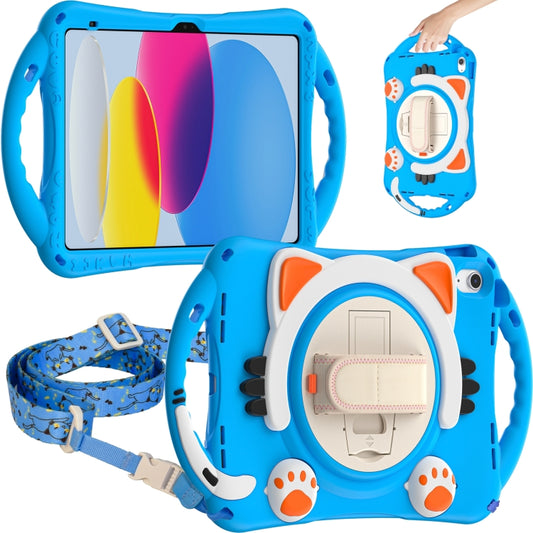 For iPad 2025 / 2022 Cute Cat King Kids Shockproof Silicone Tablet Case(Light Blue) by bashfashion