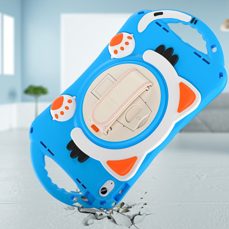 For iPad 2025 / 2022 Cute Cat King Kids Shockproof Silicone Tablet Case(Light Blue) by bashfashion