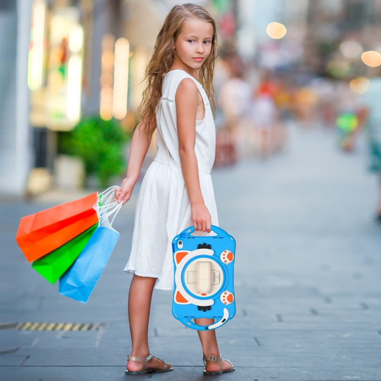 For iPad 2025 / 2022 Cute Cat King Kids Shockproof Silicone Tablet Case(Light Blue) by bashfashion