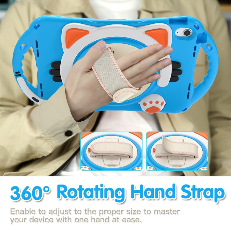 For iPad 2025 / 2022 Cute Cat King Kids Shockproof Silicone Tablet Case(Light Blue) by bashfashion