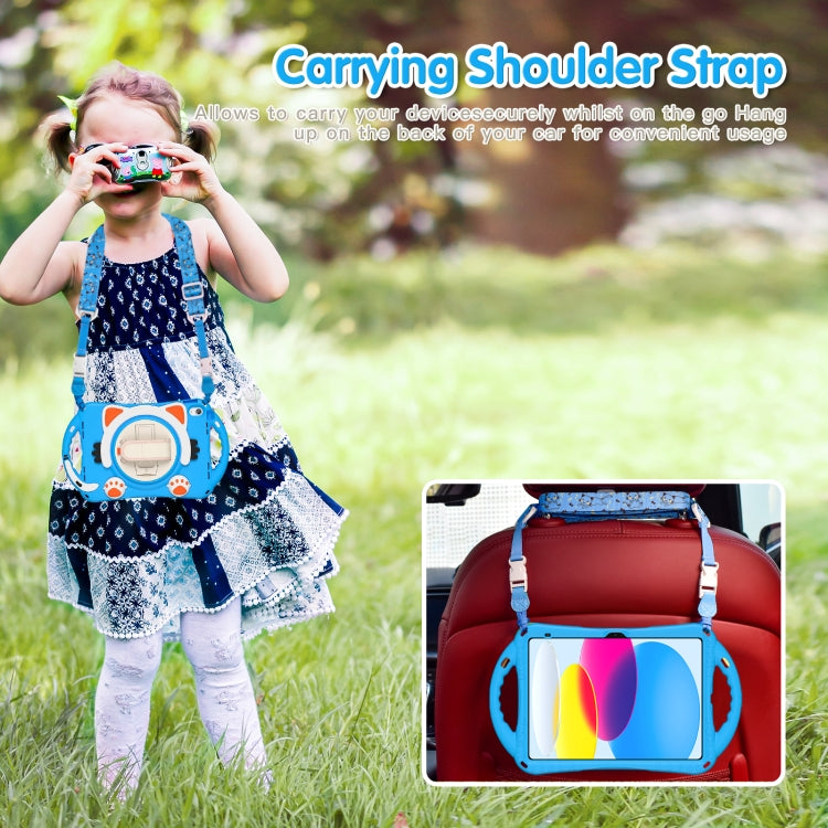 For iPad 2025 / 2022 Cute Cat King Kids Shockproof Silicone Tablet Case(Light Blue) by bashfashion