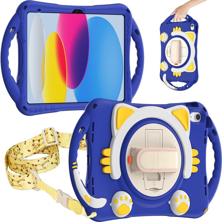 For iPad 2025 / 2022 Cute Cat King Kids Shockproof Silicone Tablet Case(Dark Blue) by bashfashion